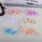 Beaded Organza Fabric Flower Hair Accent - Pink 9.5CM