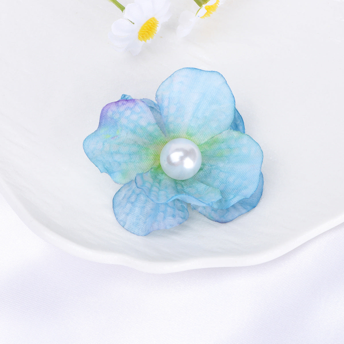 Ombre Petal Fabric Flower with Pearl Center - Product Detail Photo 4