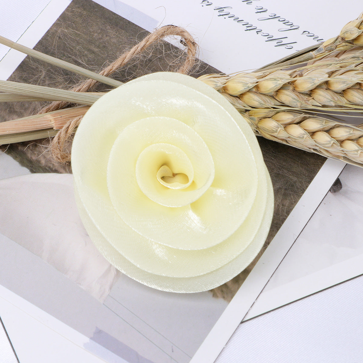 Glossy Rolled Rose Fabric Flower Applique - Product Detail Photo 2