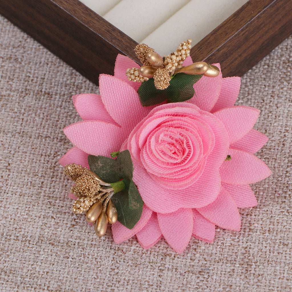 Layered Lotus Fabric Flower with Stamen Accent - Light pink 6.5CM