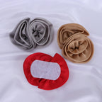 Satin Rolled Rosette Fabric Flower Applique - Red 9cm