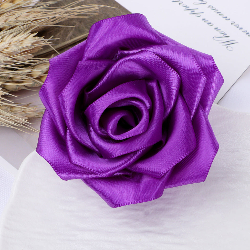 Classic Satin Rose Fabric Flower Applique - Product Detail Photo 1