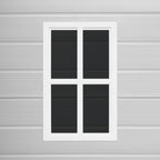 Wasabi - Caseta de Resina Jardín Unit 1.4 – Ventana Luz Natural - Suelo Incluido - Paneles 12mm de Espesor - Gris Blanco - Cobertizo PVC Almacenaje Exterior - 1,37m2 - Techo Plano