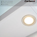 Corberó - Campana Extractora 90 cm | VICTORIA960W | 594,2 m3/h| 67db| 165W, |3 Velocidades, | Control Touch |Vidrio Templado | Filtro de Aluminio + Filtro Carbón | Cristal Blanco