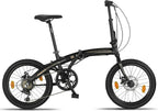 Licorne Bike Phoenix 2D Cross Bicicleta plegable de aluminio de 20 pulgadas, freno de disco, bicicleta plegable para hombre y mujer, 7 marchas, marco de aluminio