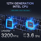 Mini Portátil 8" 2 en 1, Ordenador Portátil Win 11, N150 (hasta 3.6 GHz), 12 GB RAM 1 TB SSD, Pantalla Táctil HD, Teclado Retroiluminado, Wi-Fi 6, USB-C, PC Ligero y Portátil para