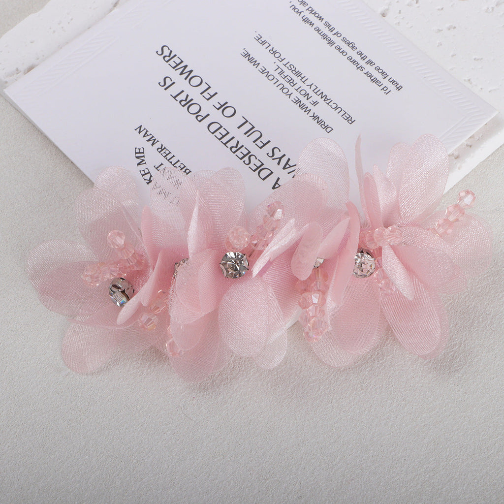 Beaded Organza Fabric Flower Hair Accent - Product Detail Photo 1