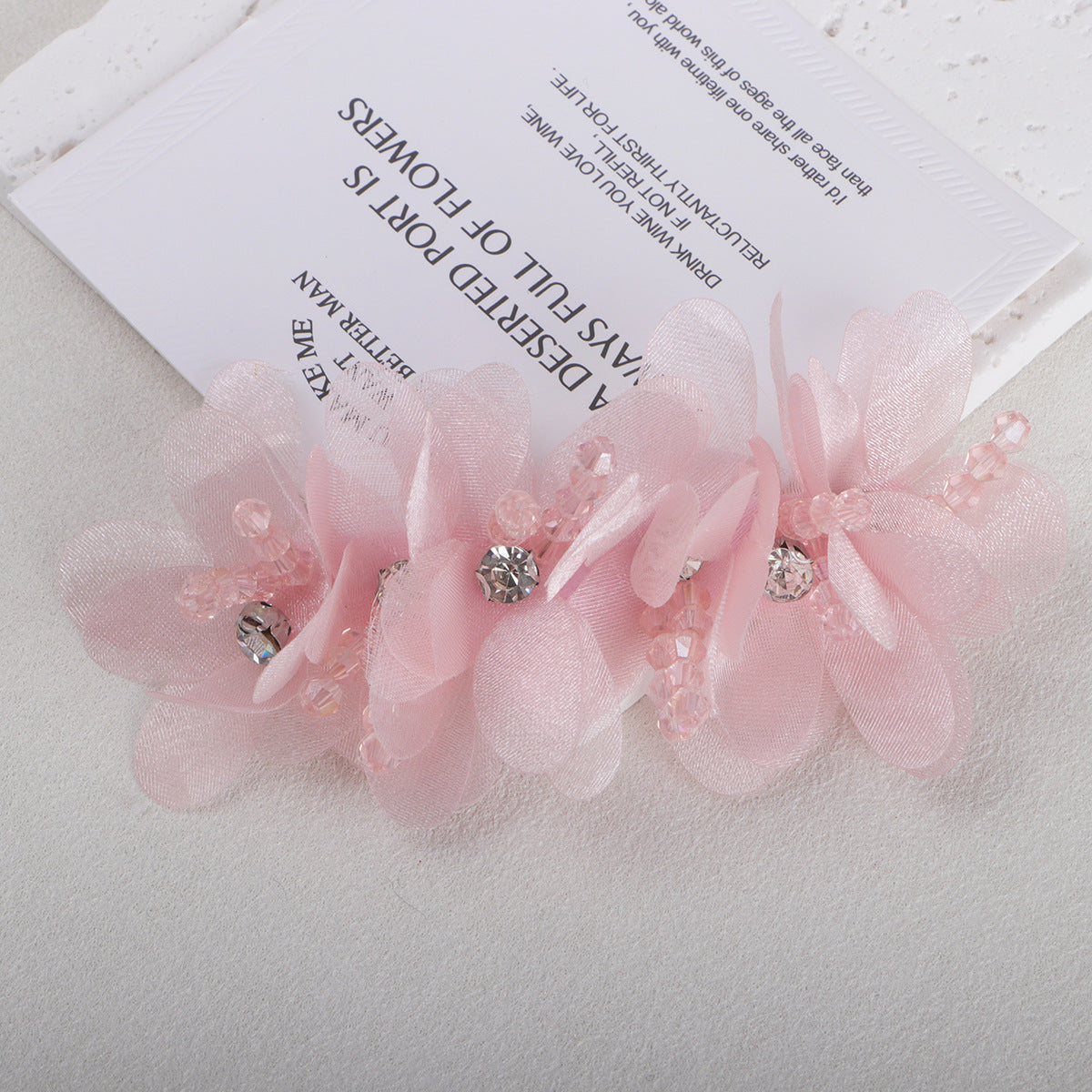 Beaded Organza Fabric Flower Hair Accent - Product Detail Photo 1
