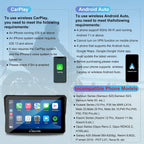 Carpuride W702 Pro Motocicleta Pantalla Carplay con Intercomunicador Función, Inalámbrico CarPlay y Android Auto, Portátil 7 Pulgadas Impermeable Pantalla Táctil, Dual Bluetooth, Navegación, Brújula.