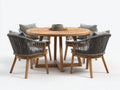Conjuntos de comedor de jardín madera maciza 120x120x75 cm madera natural-gris - con mesa y 4 sillas - estilo moderno - para exterior
