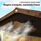 Outsunny Caseta de Jardín Exterior 3 m² 235,7x152x208,7 cm Cobertizo de Jardín Exterior Metálica con 2 Puertas Corredizas y 4 Ventanas para Almacenamiento de Herramientas Efecto Madera Natural y Café
