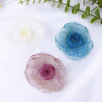 Raw Edge Organza Rose Fabric Flower Applique - Blue 9.5CM