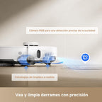 Mova P50Pro Ultra Robot Fregasuelos y Aspirador, 19.000 Pa Autovaciado y Autolimpieza con Agua Caliente a 75℃, Mopa Extensible, Navegación LDS+IA RGB, Evita Obstáculos, Deal para Pelo Mascota y Alfom