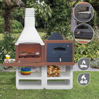 Sarom Portofino Barbacoa de jardín con chimenea y horno de acero inoxidable