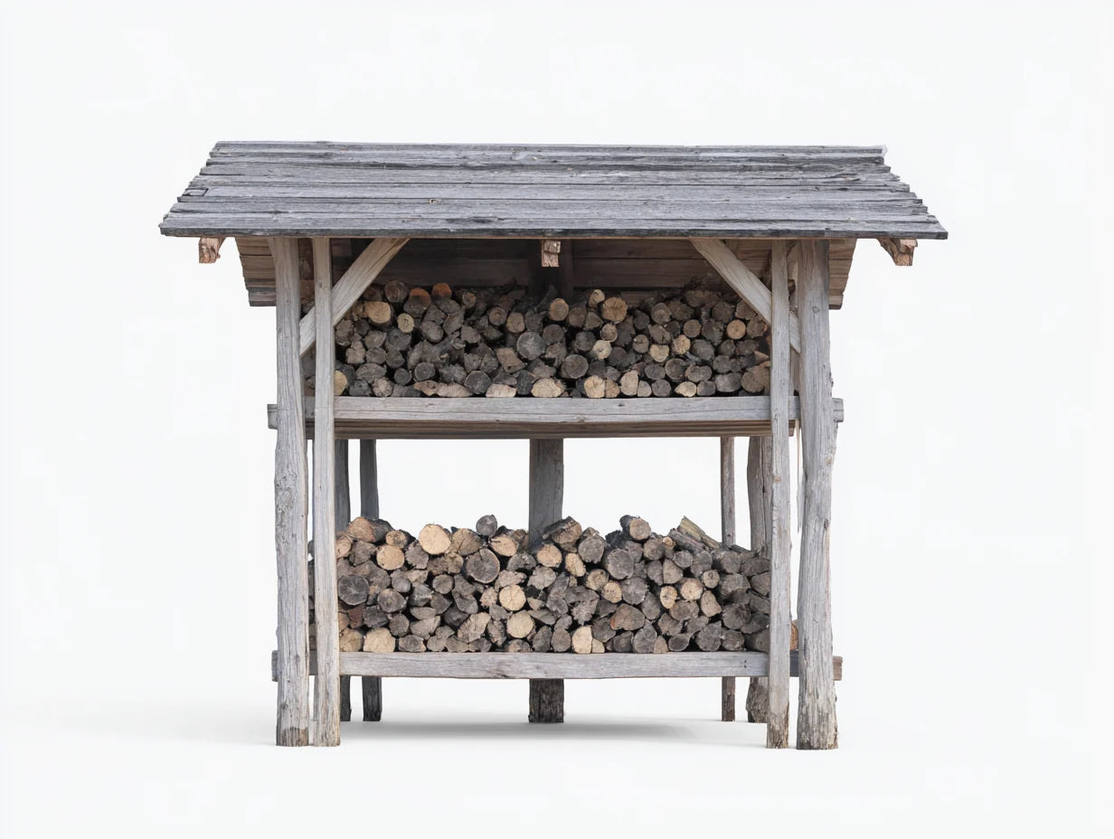 Leñero de jardín madera 150x45x145 cm - gris-marrón - diseño cubierto de dos niveles