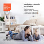 Klarstein Aire Acondicionado Portatil y Silencioso, 4 en 1 Enfriador de Aire para Casas y Oficinas con Modo Noche, Con Mando y Deshumidificador, Aires Acondicionados Bajo Consumo 7,000 BTU Blanco