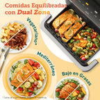 Cosori Freidora de Aire Dual Blaze TwinFry 10 Litro-True Metal-Doble Resistencia 2800 W (35–240 °C)-Divisor para Zonas de la Gran Doble Cesta-6 Funciones-Smart WiFi-Máx 10 Personas-Limpiable