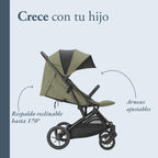 Inglesina Zenit 2 Cochecito, Sequoia Green, Compacto y Ligero, Hasta 22 kg, Respaldo Reclinado 170°, Ruedas con Suspensión, Asiento Amplio, Exclusiva Amazon