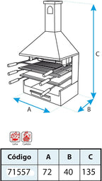 Imex El Zorro 71557 - Cajón Chimenea c/Parrilla, Plancha y Kit 72x40x135 cms.
