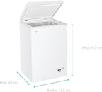 Candy CCHH 100E, Congelador Arcón Horizontal, Ancho 55CM, 97L, Tecnología Estática, 1 Cesto, Control Electrónico Externo, Indicador de Temperatura, Alarma Aumento de Temperatura, 39DB, Blanco