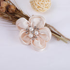 Pearl Center Satin Fabric Flower Applique - Product Detail Photo 3