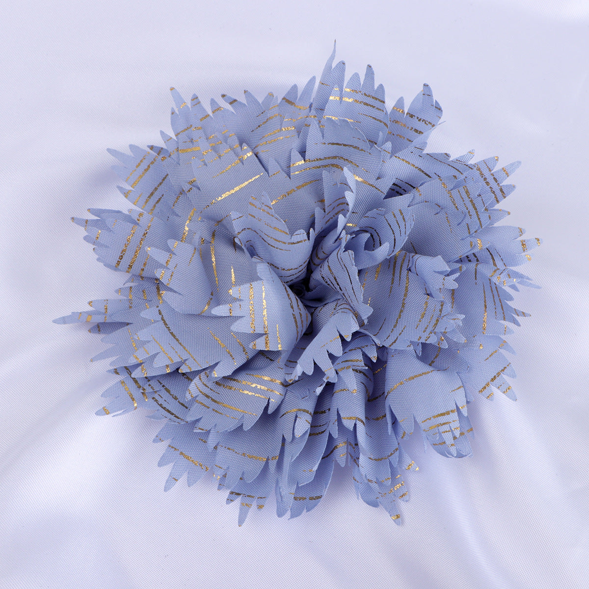 Metallic Striped Ruffled Fabric Flower Applique - Product Detail Photo 3