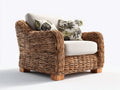Sillones de ratán 90x80x75 cm - marrón-beige - diseño natural con cojín acolchado