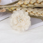 Mini Lace Mesh Fabric Flower with Bead Center - Product Detail Photo 3