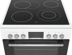 Bosch HKR39C250 Serie 4 Elektro-Standherd, 60 cm breit, EcoClean Direct Reinigungshilfe, 3D Heißluft Backen auf 3 Ebenen, LED-Display-Steuerung, erweiterbare Kochzone für großes Kochgeschirr
