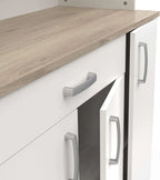 Miroytengo Kitchen Side Cabinet, Kitchen Cabinet, Buffet Kitchen Cupboard 6 Doors White and Oak Kronberg 101 x 185 cm