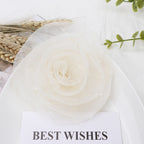 Organza Rolled Rose Fabric Flower Applique - Navy Blue 11CM