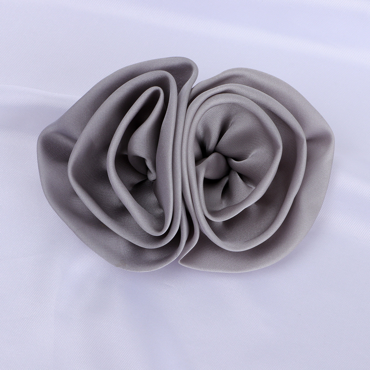 Satin Rolled Rosette Fabric Flower Applique - Product Detail Photo 4