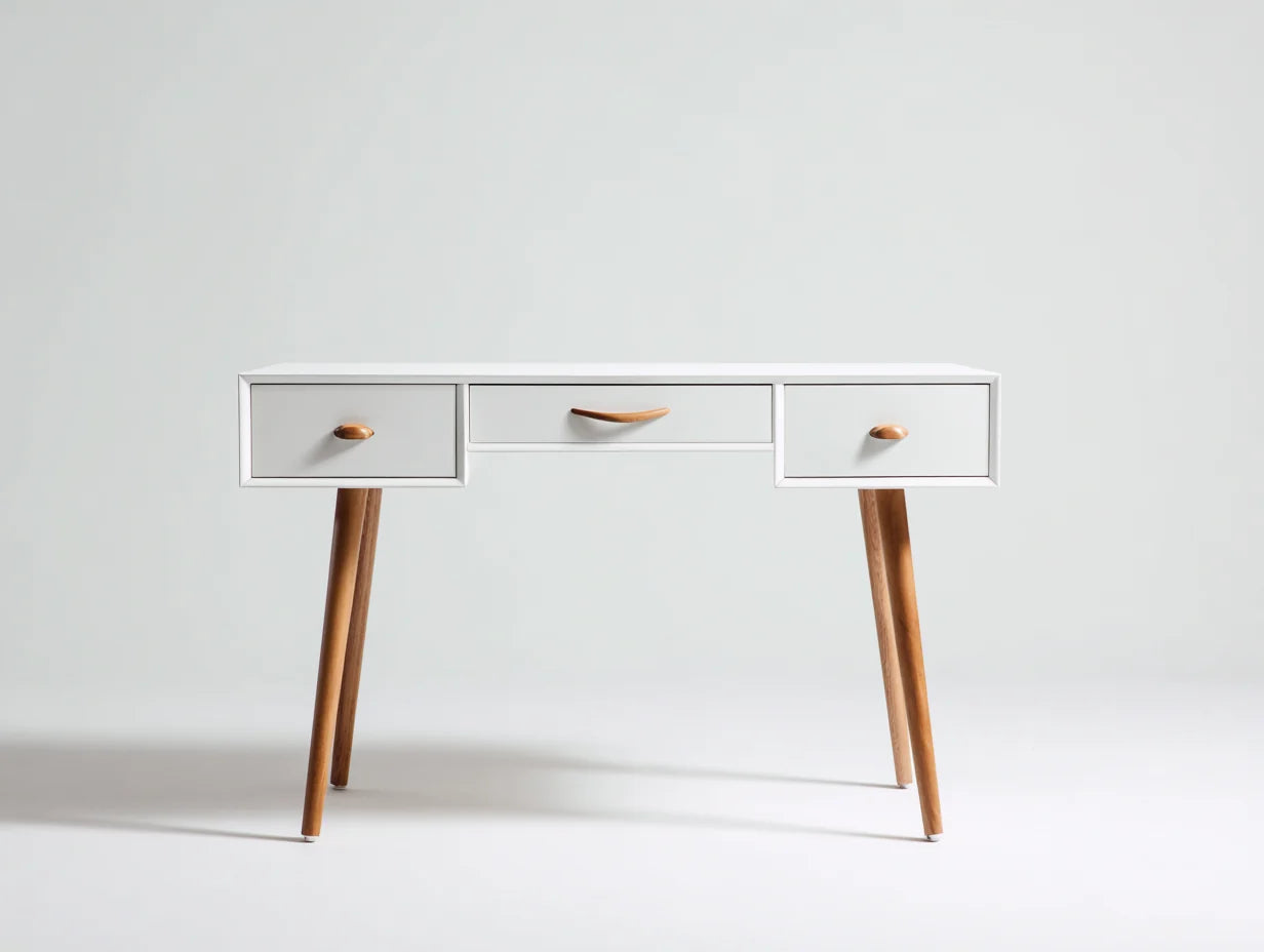 Mesas de oficina madera 120x55x78 cm blanco y marrón - diseño moderno con cajones