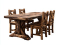 Conjuntos de comedor de jardín madera maciza 180x90x75 cm - marrón - mesa y 4 sillas - estilo rústico