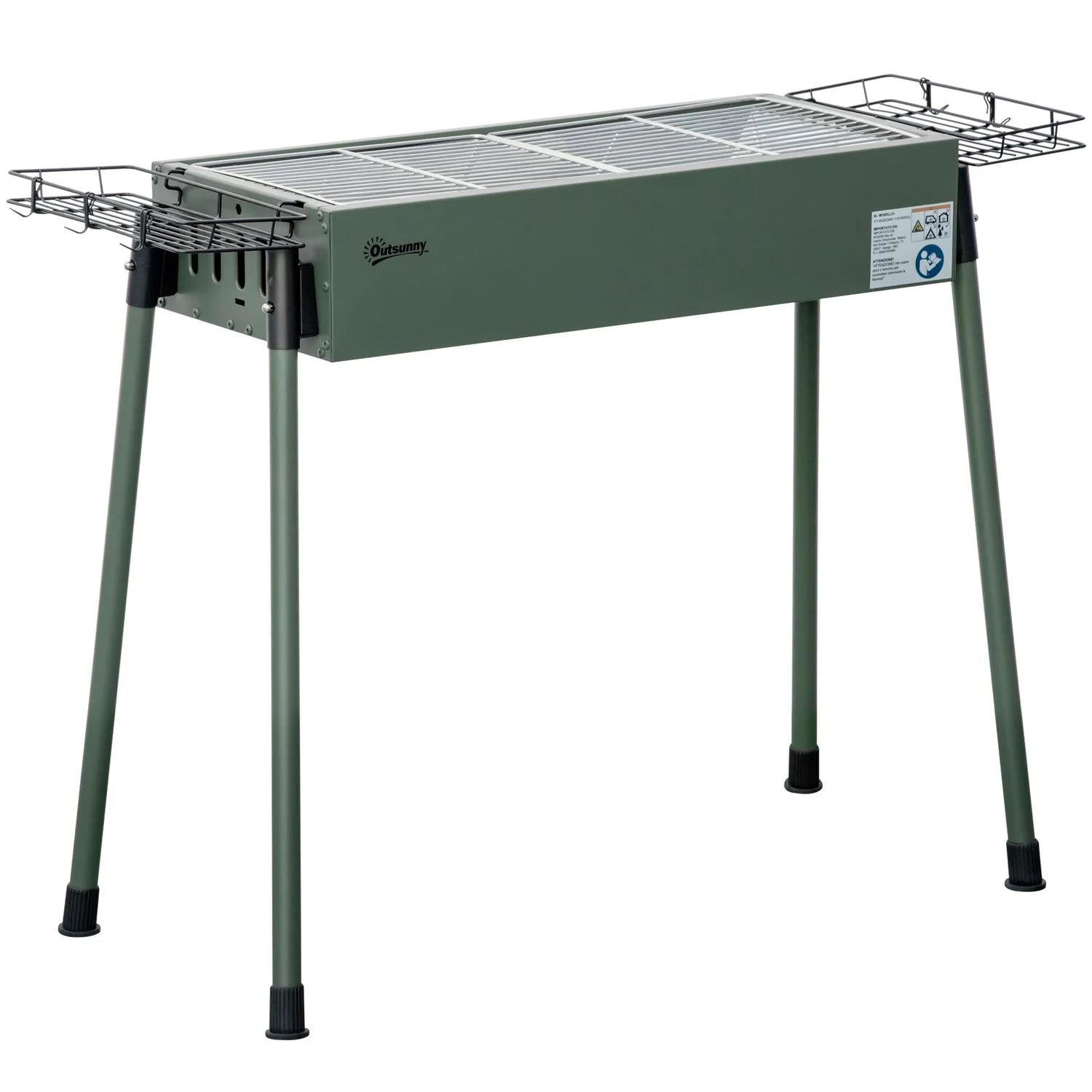 Barbacoa Carbón De Acero Inoxidable Metal 94x39x70 Cm-outsunny.verde