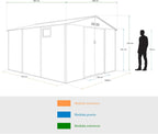 Gardiun Caseta Metálica Surrey 13 m2 Exterior 340x382x226 cm de Acero con Ventana Lateral y Efecto Madera Veteada