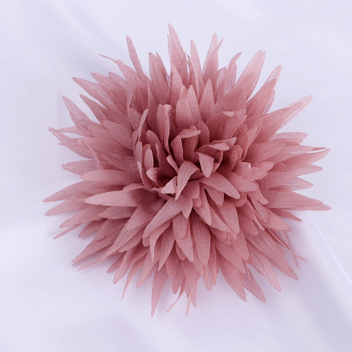 Spiky Petal Pom Fabric Flower Applique - Wine red 8.5cm