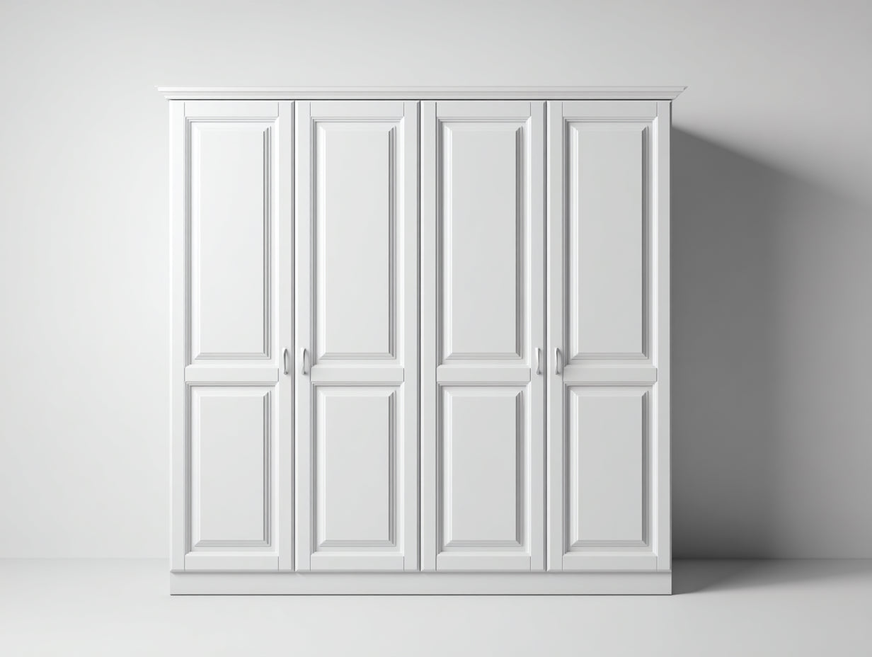 Armarios madera 4 puertas 200x60x200 cm - blanco - diseño clásico