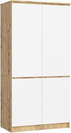 Armario AKORD S90 Roble Artisan 90 cm 4 puertas frente en color Blanco 90x51x180 cm