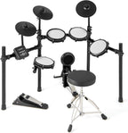 COSTWAY Batería Eléctrica, Kit de Batería Plegable con Pads de Malla Silenciosos, Platillo, 225 Sonidos y 30 Demos, Metrónomo y USB Midi, Bombo, 2 Baquetas, Taburete Ajustable, para Adultos y Niños