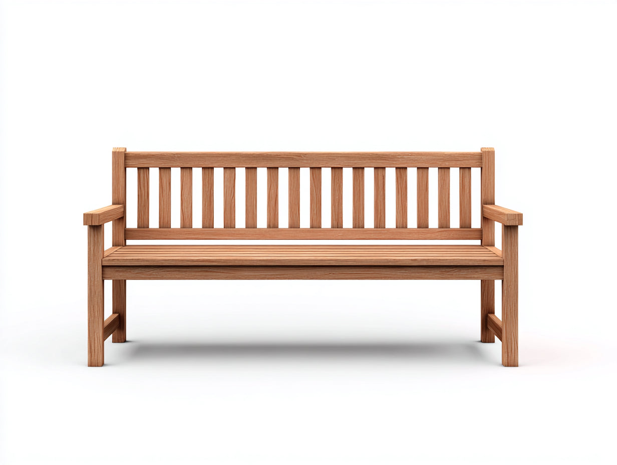 Bancos de jardín de madera maciza con respaldo y reposabrazos 150x60x90 cm - natural - diseño clásico para exterior