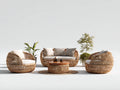 Sofás de exterior de ratán natural 200x80x85 cm - conjunto con mesa y sillones - diseño moderno para jardín