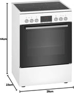 Bosch HKR39C250 Serie 4 Elektro-Standherd, 60 cm breit, EcoClean Direct Reinigungshilfe, 3D Heißluft Backen auf 3 Ebenen, LED-Display-Steuerung, erweiterbare Kochzone für großes Kochgeschirr