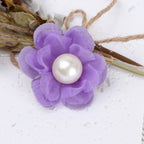 Pearl Center Mesh Fabric Flower Applique - Product Detail Photo 2