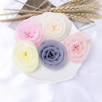 Glossy Rolled Rose Fabric Flower Applique - White 5CM