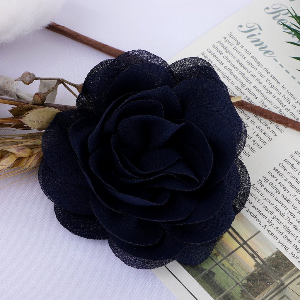 Chiffon Multi Layer Rose Fabric Flower Applique - Product Detail Photo 4