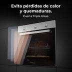 Cecotec Horno Integrable Multifunción 70L Bolero Hexa M236000 Inox Time. 2800W, 6 Funciones, Temporizador, Steam Base XXL, Steam Assist, Steam EasyClean, Cooling Fan, Modo Defrost, Eco, Convección