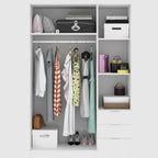 DEKIT GRUPO RIMOBEL Armario Ropero 3 Puertas Y 3 Cajones - Blanco - 121X184X52 Cm