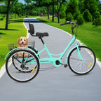 MccoMMon Triciclo de 24 pulgadas para adultos, 3 ruedas, triciclo de 7 velocidades, altura ajustable, bicicleta de carga para adultos, ancianos y mujeres