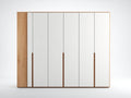 Armarios de seis puertas de madera y MDF 270x60x200 cm blanco y madera - diseño moderno para salón
